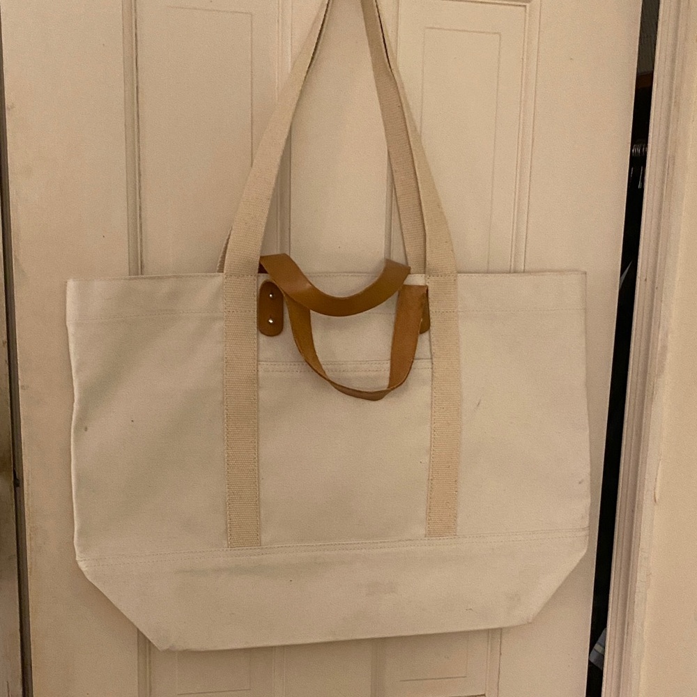 Jenni Kayne Cream Fabric with Tan Leather Tag